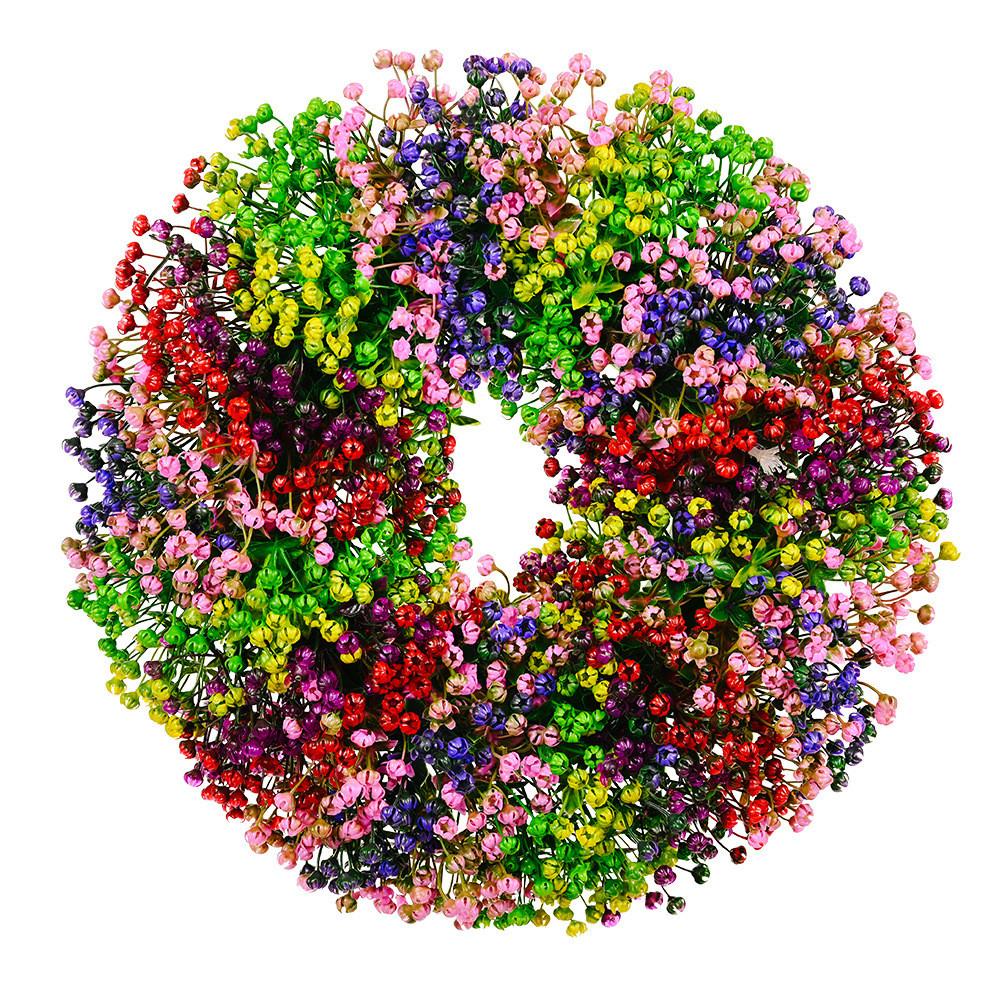 

Beautifully Spring Crafted Floral Wreath With Colorful Petals For Elegant Home Decoration