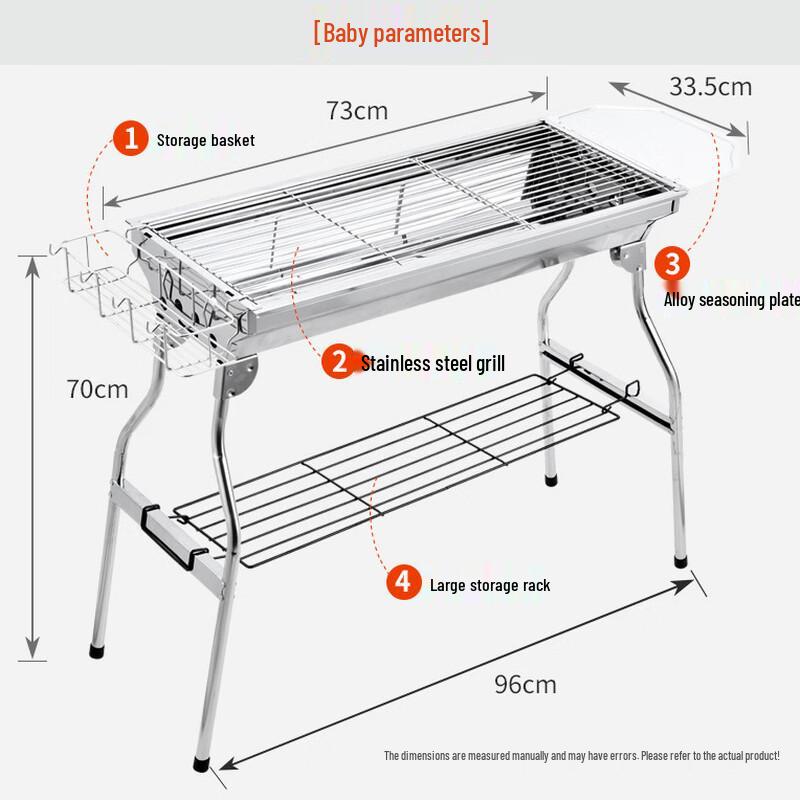 Tri-polar Outdoor Portable Folding Stainless Steel BBQ Grill
