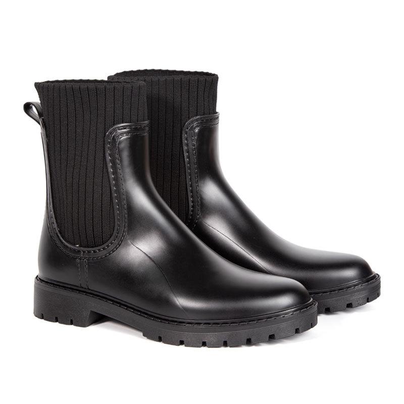 Rain shoes women's velvet adult women's rain boots women's outer wear water boots women's fashion medium rain boots small fragrant boots non-slip