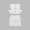 Women's Summer 2023 Corn Eyelet Tube Top & Shorts Two-Piece Set In White