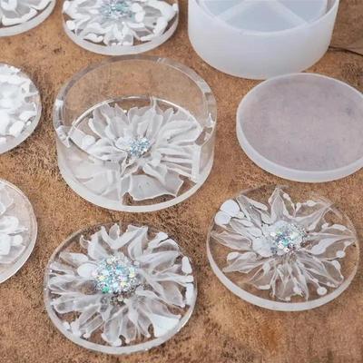 DIY Kristály Epoxi Gyanta Alátét Kerek Alátét Doboz Tárolódoboz Szilikon Tükör Forma Szilikon Tálca Forma