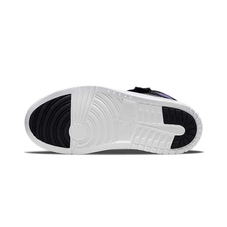 Air Jordan 1 Mid ALT SE PS Houndstooth Kids Sneakers Black White Metallic-Silver DO2493-015