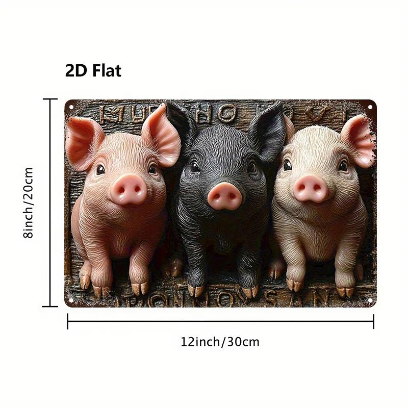 

Modern Metal Sign Wall Art Farmhouse Three Little Pigs Decor D Flat x Inch Home Garden Room Decorations Gift 20x30cm