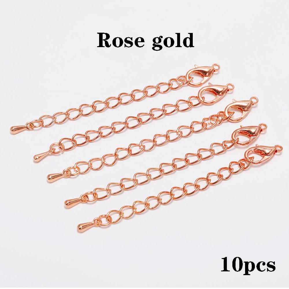 10pcs/lot 50 70mm Tone Extended Extension Tail Chain Lobster Clasps Connector For DIY Bracelet Necklace Jewelry Making Findings
