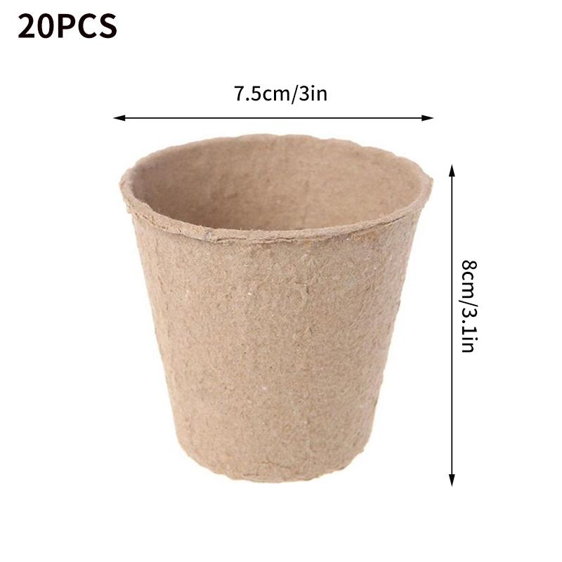 20PCS Seedling Cup Disposable Nursery Pots Paper Pulp Biodegradable Seedling Germination Cultivation Bowl Kit Plant Accessories