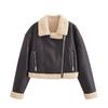 Autumn and Winter New Products European and American Women's Fashion Short Fur Integrated Coat Lapel Zipper Coat Coat