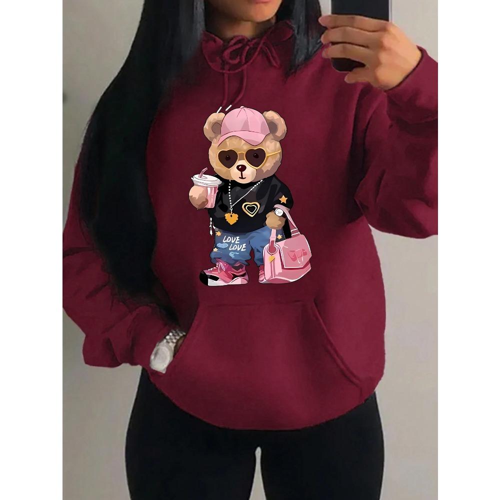 Cool Bear Sister Pattern Creative Design Women Clothes Creativity Fleece Hoodie Harajuku Pocket Pullovers Funny Autumn Hoody