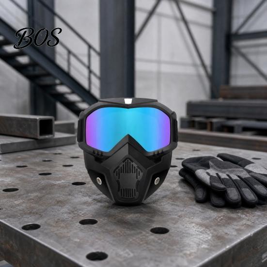 Metal Fabrication Eye Protection Full Face Goggle Mask, Detachable Cycling Goggles Mask with Anti-Fog HD Lens Protective Eyewear Lens, Large