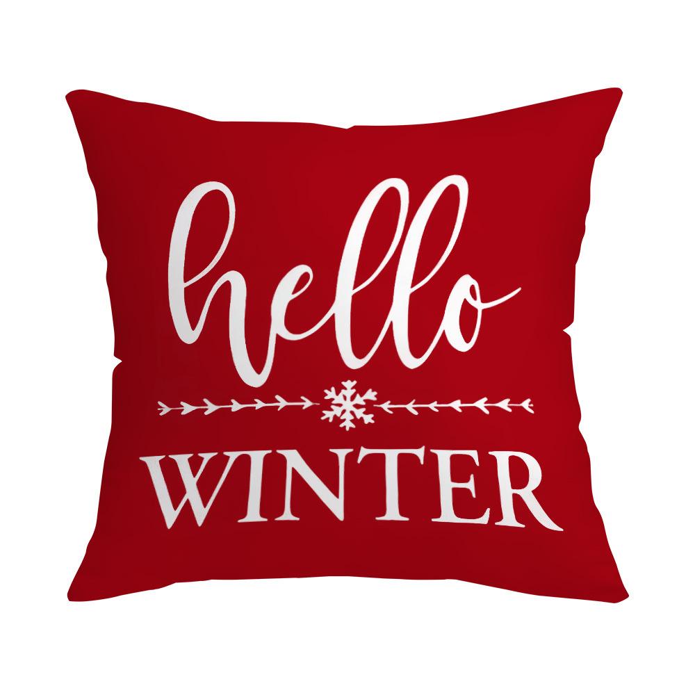 Christmas Letters Single-sided Printing New Festive Red Pillowcase Santa Claus Modern Living Room Pillowcase