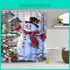 Vibrant Xmas Bathroom Shower Curtain Featuring Santa Claus And Snowman With 12 Hooks