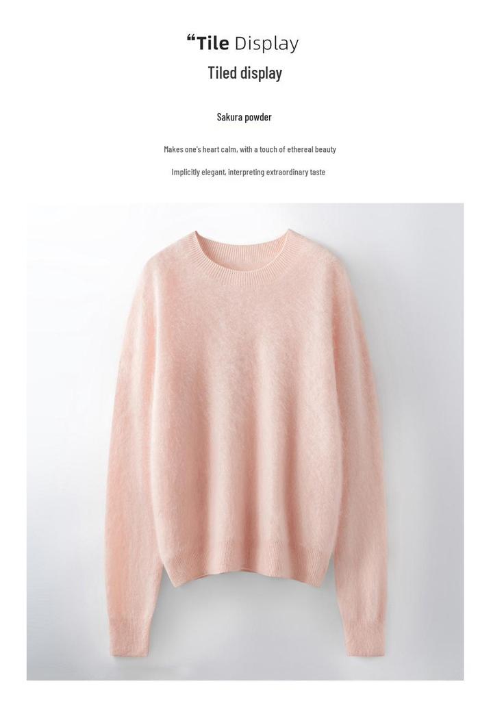 2025 Autumn/Winter Women's Seamless Knit Wool Sweater - Round Neck, Loose Fit, Plus Size, Long Sleeve Top