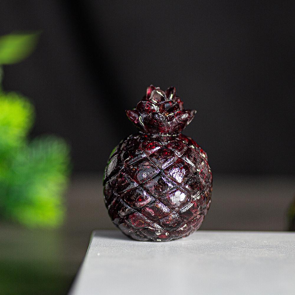 Natural Crystal Resin Pineapple Figurine With Lucky Symbol For Office Desk Decor Gift For Friends
