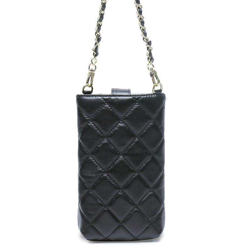 Mobile Phone Bag Women's Leather Embroidered Oblique Span Bag New Mini Sheepskin Chain Small Bag Fashionable Mobile Phone Bag Tide