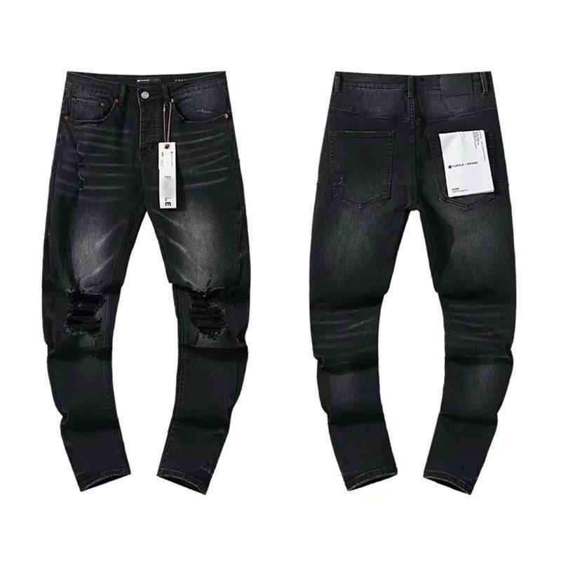 Mens Straight Fit Distressed Patchwork Denim Jeans Vintage Streetwear Style High Waist Ripped Cotton