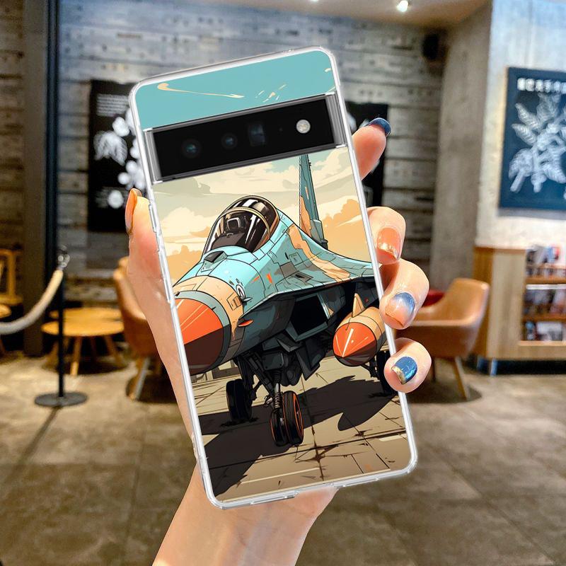 

Fighter Planes Phone Case For Google Pixel 9 Pro XL 8 7 6 Pro 8A 7A 6A 5 4 5A 4A 3A XL 5G Silicone Shockproof TPU Clear Cover Pixel 3A