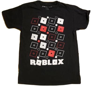Roblox Videogioco Maglietta Ragazzi Ragazze Loghi Quadrati T-Shirt Nera Nuova