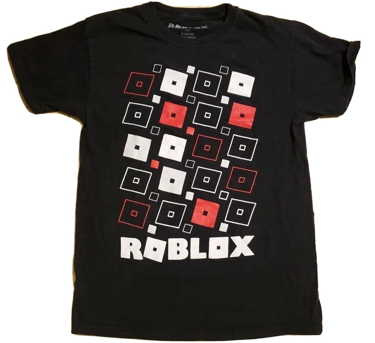 Футболка с видеоигрой Roblox для мальчиков и девочек, черная, с квадратными логотипами, новая M