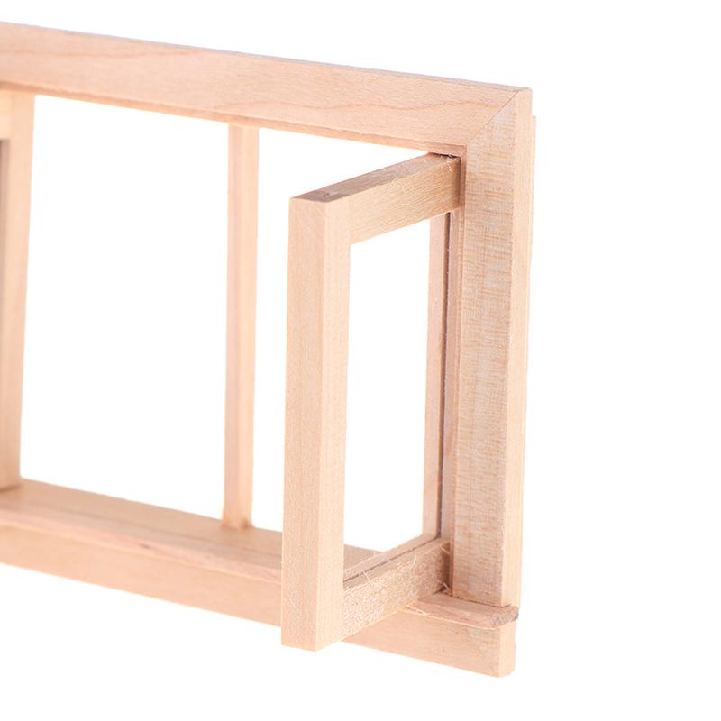 1/12 Dollhouse Miniature Wood 2 Pane Window Frame Diy Furniture Accessory