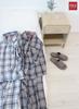 Kaituck Family POLO BCS Viyella Brushed Shirt Long Check Sizes Women's Yarn-Dyed Pajamas, Sleeve, Pattern, Spring/Autumn, M/L (M, Charcoal)