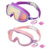 Children's Large Frame Swim Goggles with Nose Cover, Waterproof Anti-Fog, for Boys and Girls