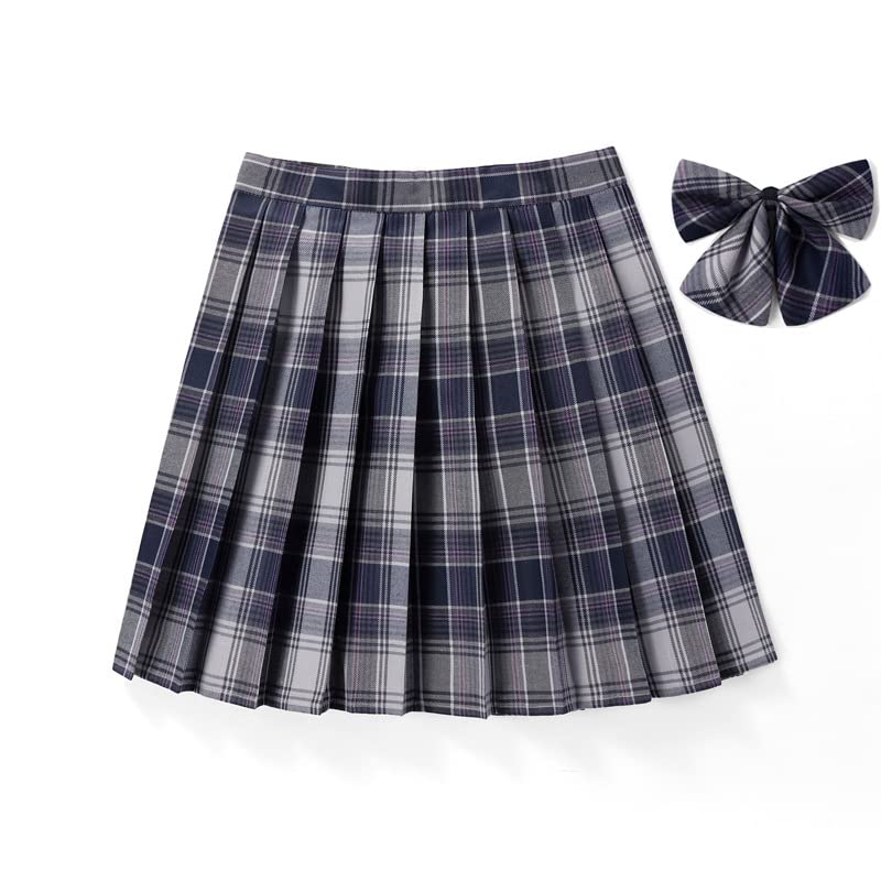 [TOKYO GOODS MARKET] [PureAribon] Plus Size Classic Ribbon Skirt Set for Cosplay (5XL, Black/Gray Check)