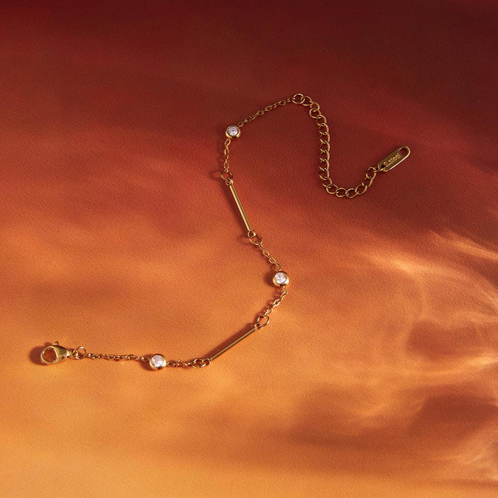 Youthway Delicate Tiny Zircon Bracelet For Women Minimalist 18K Gold PVD Plated Stainless Steel Bracelet Fashion Jewelry Gift