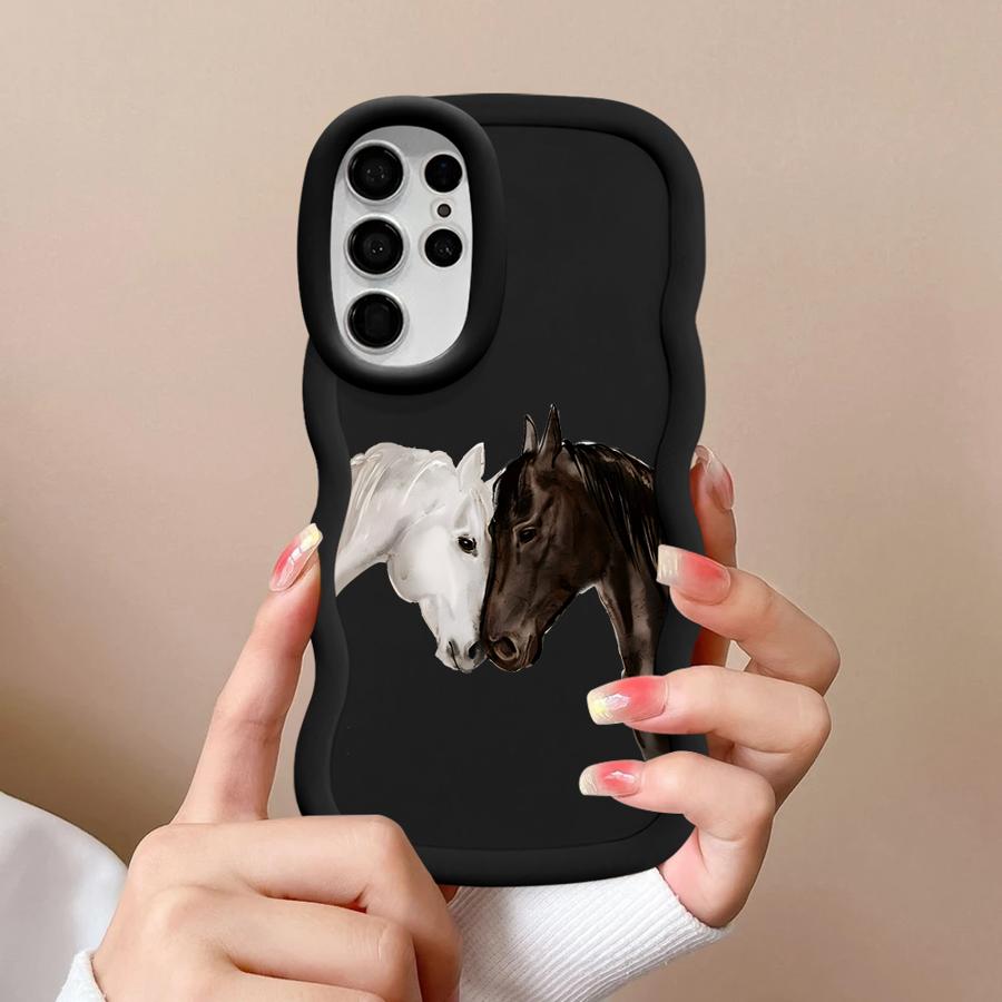 White Black Horse Case for Samsung Galaxy S20 FE S23 Plus A26 S22 Ultra S21 S24 S25 A25 Soft Phone Cover A54 A55 A35 A24 A36 A34