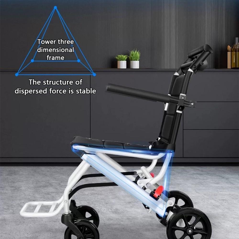 Lightweight Foldable Flight Transit Aluminium Wheelchair Portable Elderly Disable Old People Hand Push Travel Trolly