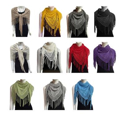 Sciarpa Triangolare Lavorata a Maglia Vuota da Donna Imitazione Cashmere Morbido Involucro Invernale Sciarpa Collo Coperta con Frange