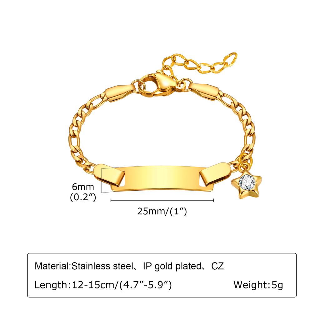 Name Custom Bracelet,Stainless Steel 3 To 1 Nk Zircon Chain Sun/Star/Moon/Heart/Butterfly Date Engrave Bracelets