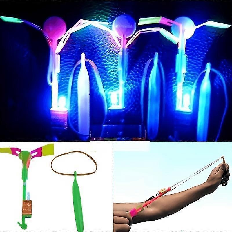 10pcs LED Light Rockets - Bright Flying Toys with Sling Shot Launcher, Party Favorites for Birthday