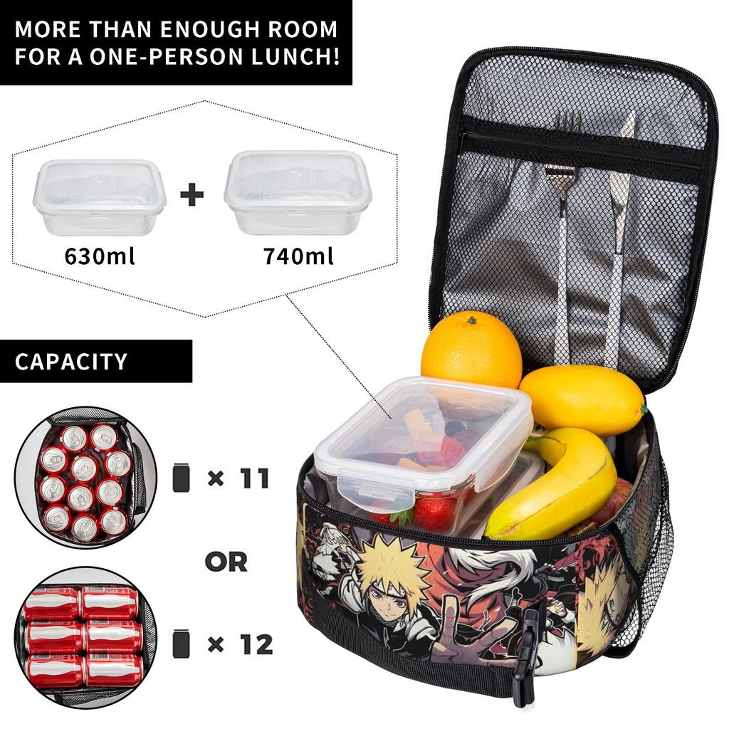 Naruto anime comic Insulated Lunch Bag Insulation Bento Pack Rice Bag bolsa Student Bento Lunch Handbag Insulation