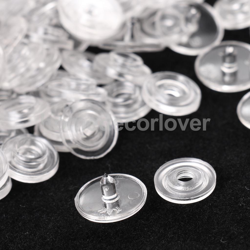 50 Set Clear KAM Resin Snap Buttons Plastic Snaps Fasteners Press Studs Size 16 T3 Caps