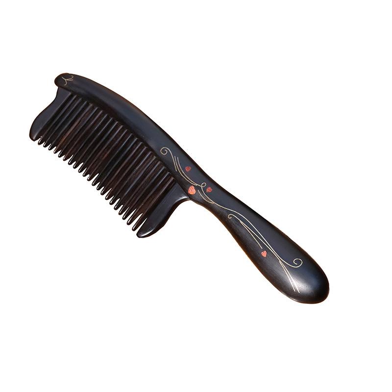 Heart-Shaped Cloisonné Copper and Zitan Wood Comb with Mortise and Tenon Jointing – Handmade for Smooth Hair