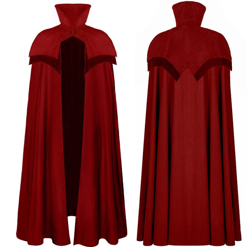 

Hot-selling buckle cape, Christmas party medieval stand-up collar retro double-layer jacquard buckle cape One Size
