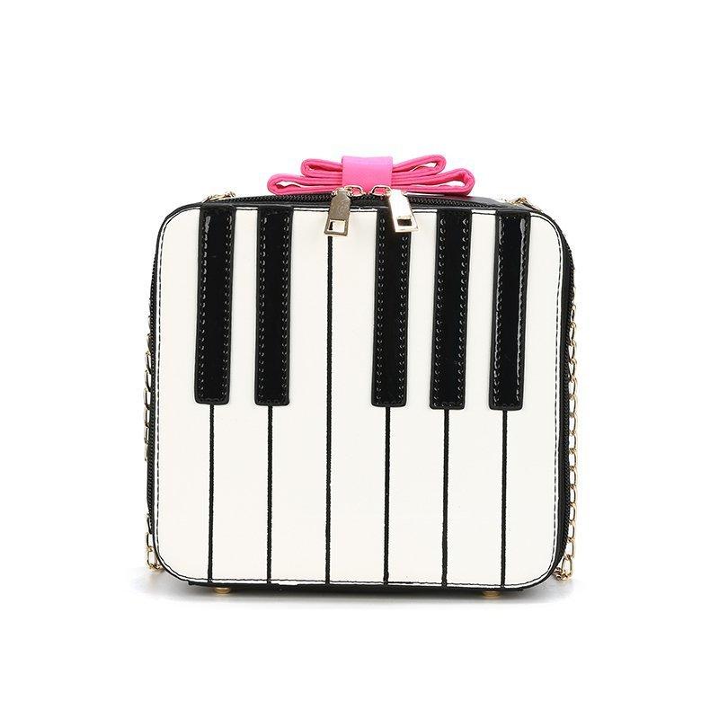

2025 New Sweet Piano Bag Bow Bag Button One Shoulder Crossbody Cute Girl Chain Small Square Bag чёрный