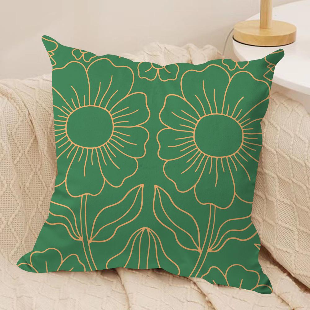 Bohemia Green Classic Cushion Cover Silky Short Plush Double-Sided Printed Pillow Case for Sofa All Seasons Home Decor Gift