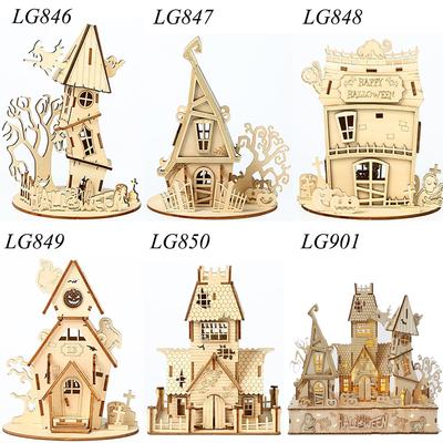 3D ξύλινο παζλ Halloween Jigsaw Μοντέλο αυτοσυναρμολόγησης DIY Toy Woodcraft Kit