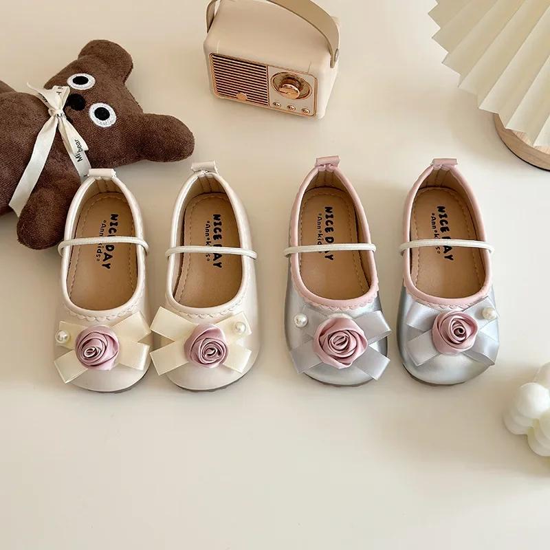 2024 Children Leather Shoes for Girls Autumn New Fashion and Comfortable Soft Comfortable Sweet Princess Korean Style Chic Flats