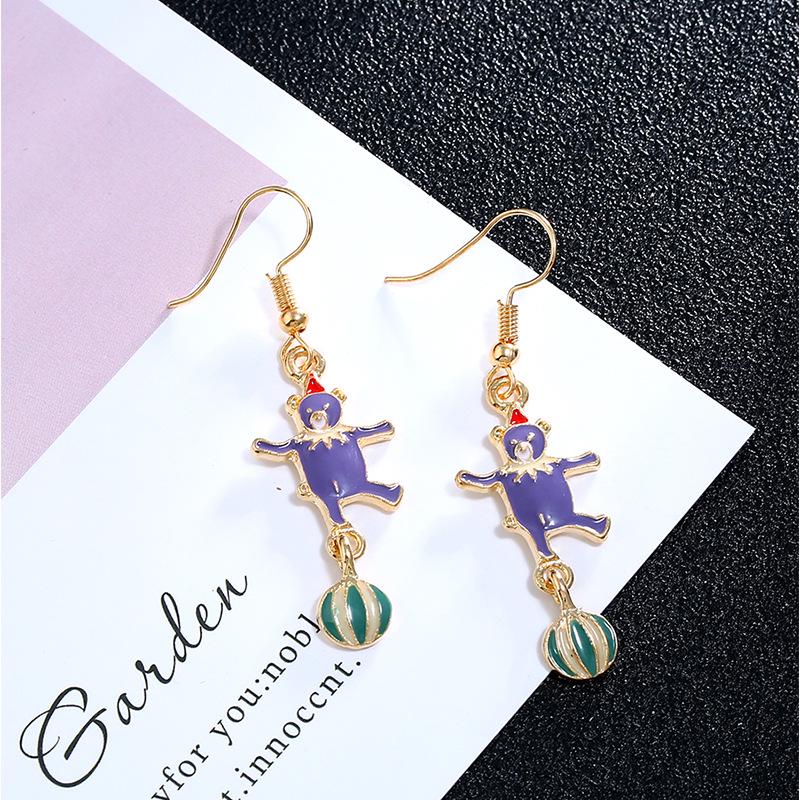 Korean Style Colorful Mermaid Earrings - Cute Drip Oil Animal Design