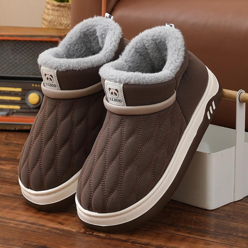 Hausschuhe, Wasserdichte Baumwollschuhe, Damen Fleece Indoor High-Top Bequeme und Warme Schuhe