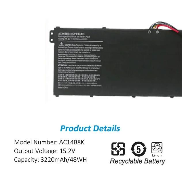 SKOWER AC14B8K Battery for Acer Nitro 5 AN515 AN515-52 AN515-53 Aspire R3-131T ES1-111 V3-111 AC14B3K AC14B7K AP14B8K AC14B18K