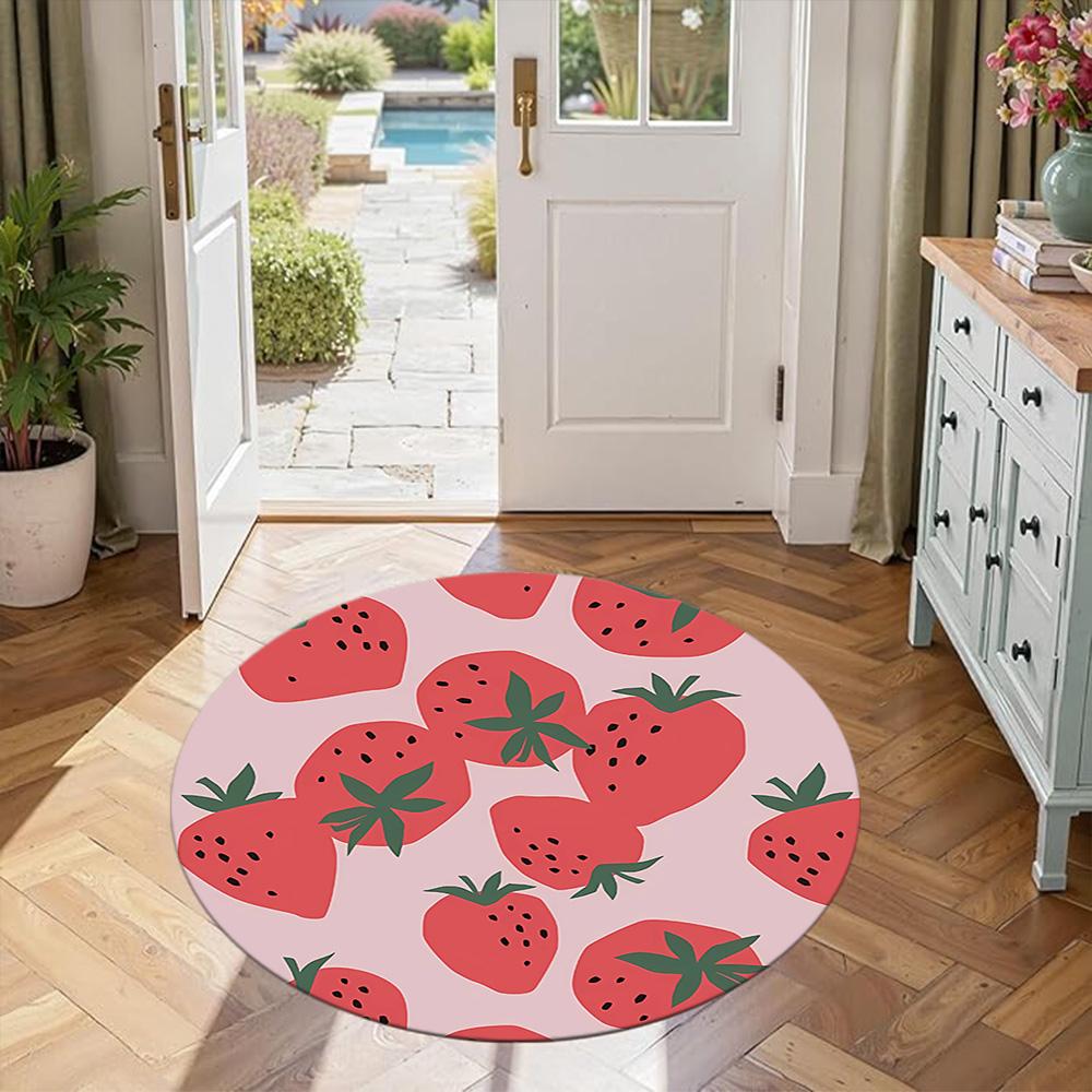 Runder Obst-Büroteppich Design für Foyer Spielzimmer Außenbereiche Schlafzimmer Rutschfester Runder Teppich Büro Heimdekoration Perfektes Geschenk für Frauen Männer