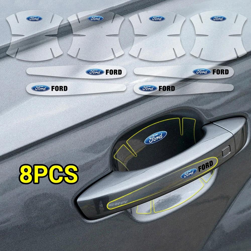 KLYD4 8pcs Transparent Car Door Handle Protector Film Sticker Anti Scratch Decal For Ford Fiesta Mondeo Fusion Explorer Escape Ghia