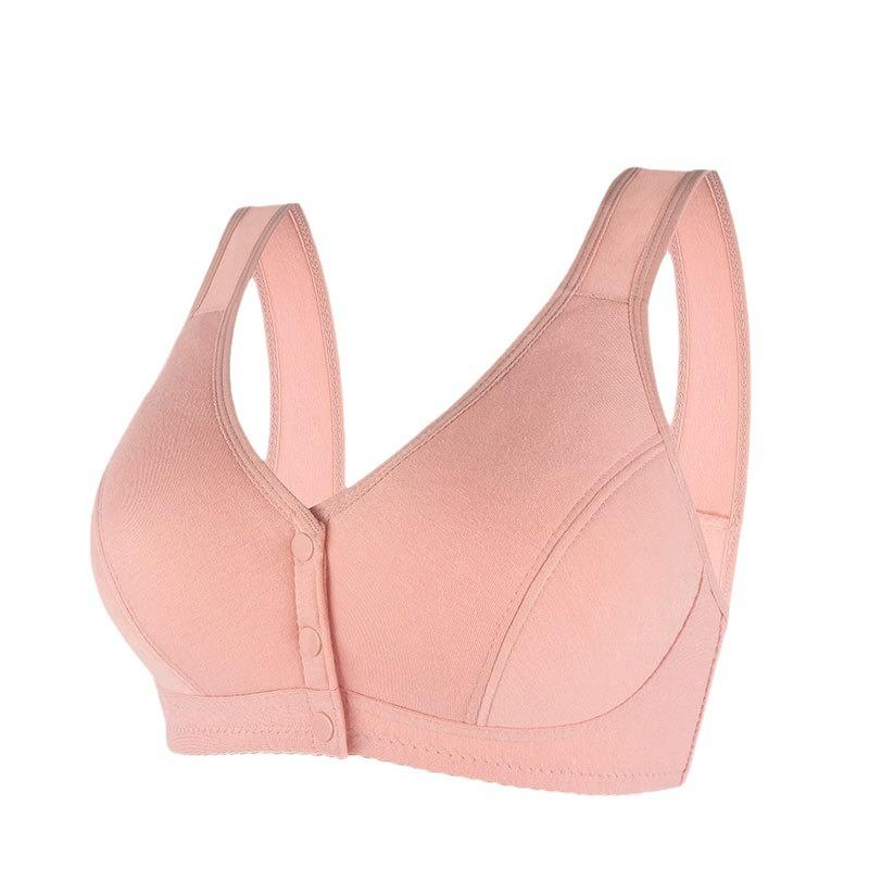New glossy middle-aged and elderly bra front buckle underwear women's soft cotton vest large size steel-free underwear women's