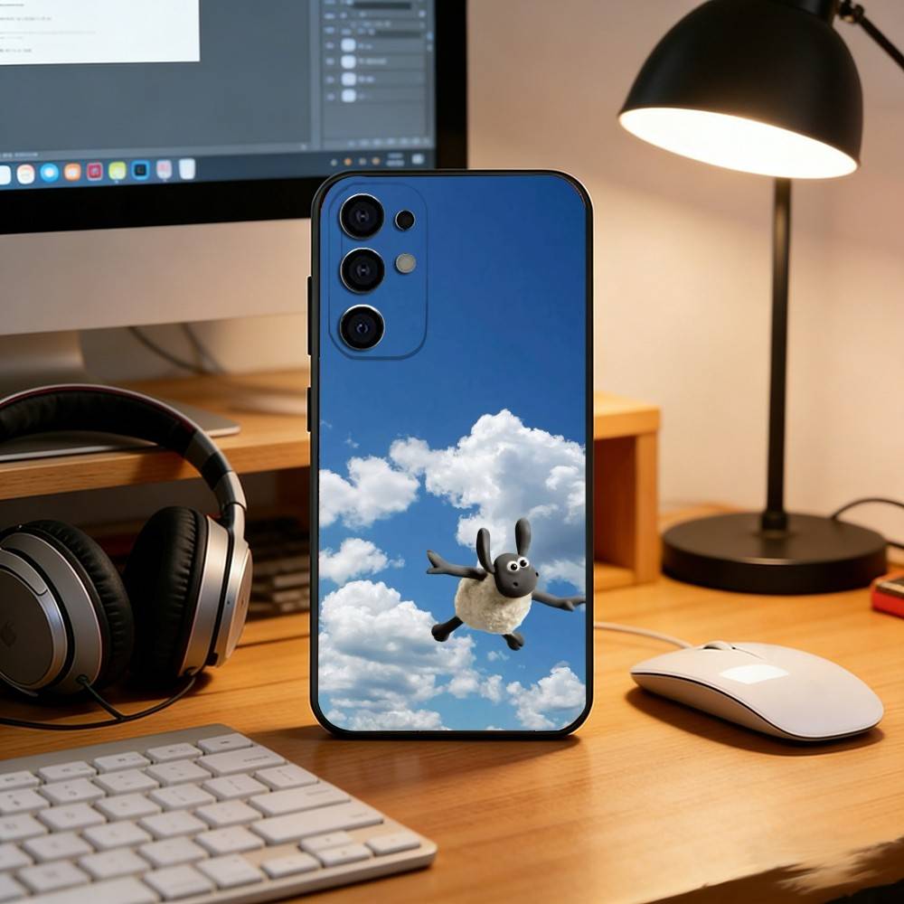 Shaun the Sheep Phone Case For Samsung S25,S24,S21,S22,S23,S30,Ultra,S20,Plus,Fe,Soft Silicone Black Cover