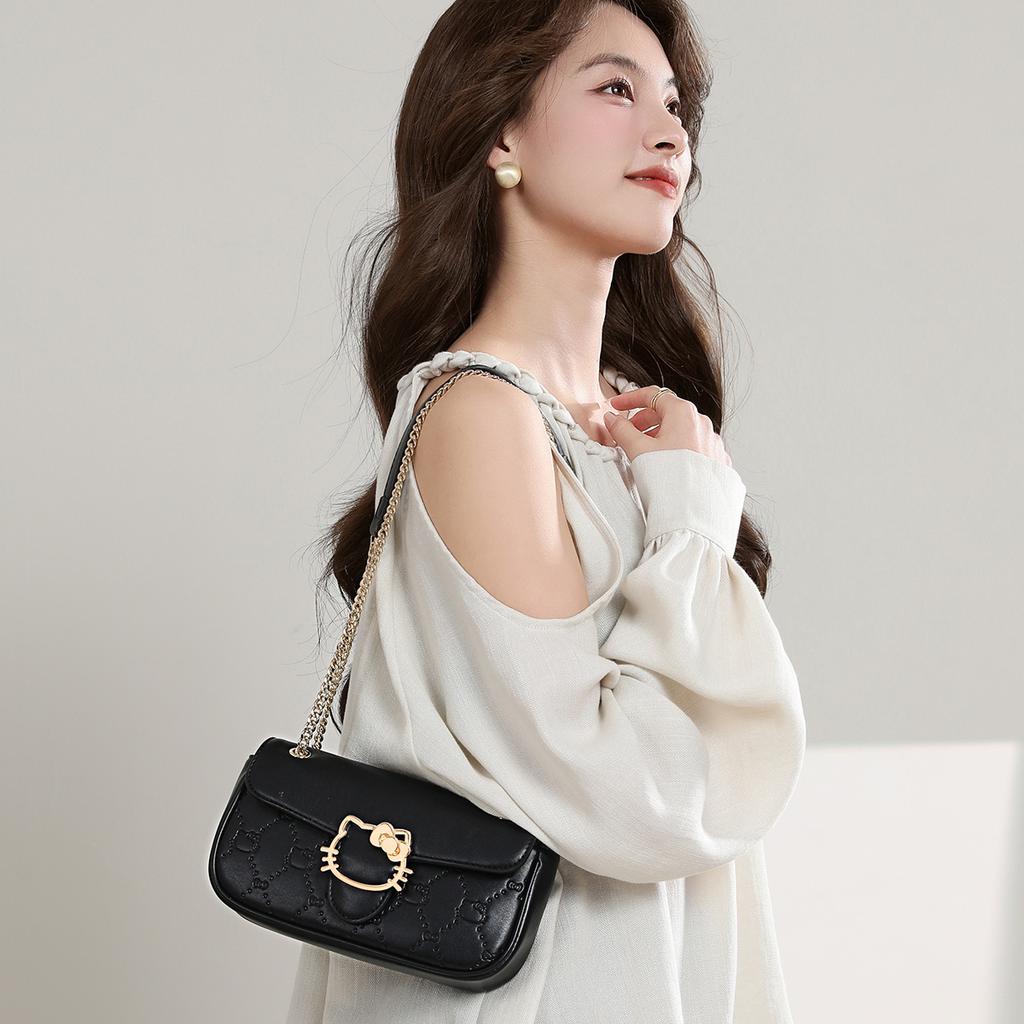 New Sanrio Hello Kitty Synthetic Leather Shoulder Bag, Crossbody Bag, Small Square Bag Regular Women's HHF249803