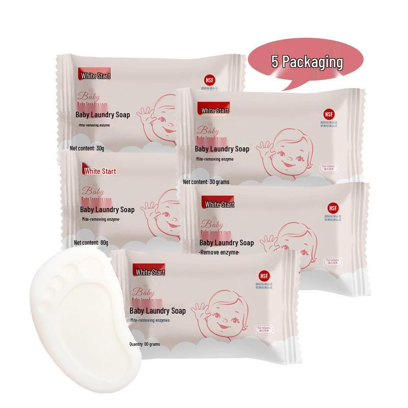 5-Pack Baby Laundry Soap, Gentle Stain Remover for Newborn Underwear, Hand Wash Protective Soap, 80g.