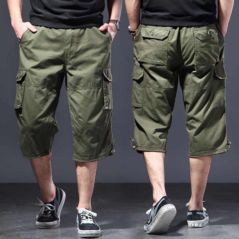 

Men s Mid-Length Pure Cotton Beach Shorts - Seven-Point Loose Fit, Plus Size, Summer Outdoor Workwear. 5XL армія зелений колір