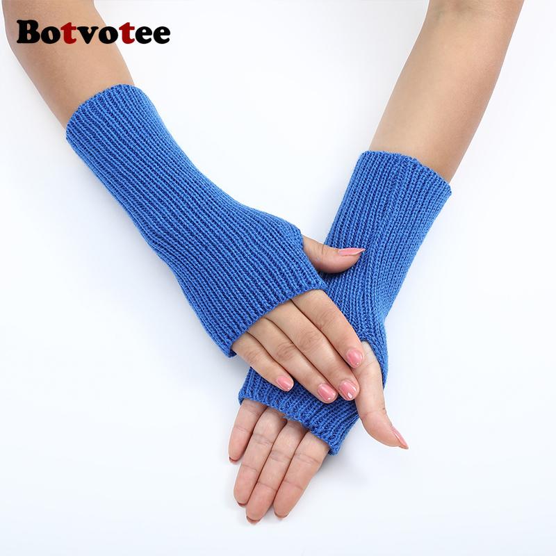 Botvotee Pink Y2k Accessories Sleeves for Women Arm Warmers Winter Knit Fingerless Gloves Cute Arm Guard Half Finger Black Red